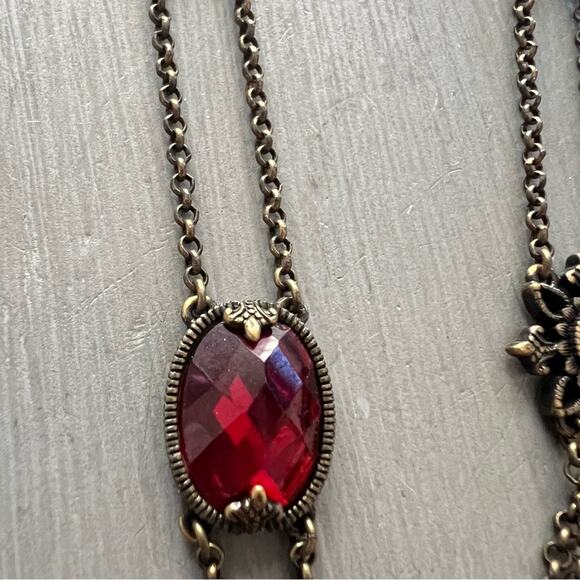 Antique Gold Tone Double Strand Necklace - Picture 11 of 13